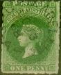 Rare Postage Stamp from South Australia 1864 1d Deep Green SG23 Fine Used