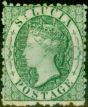 Old Postage Stamp St Lucia 1863 (6d) Emerald Green SG8x Wmk Reversed Fine MM