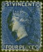 Rare Postage Stamp St Vincent 1883 4d Ultramarine-Blue SG43x Wmk Reversed Fine Used (3)