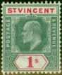 Collectible Postage Stamp from St Vincent 1902 1s Green & Carmine SG82 Fine Lightly Mtd Mint