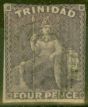 Old Postage Stamp from Trinidad 1859 4d Grey-Lilac SG25 Ave Used