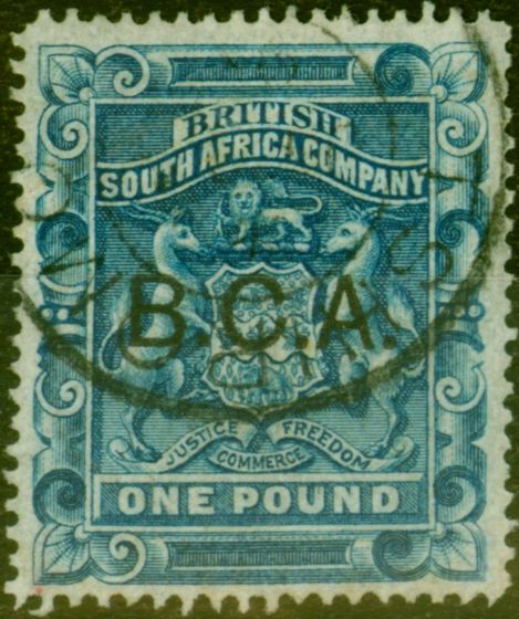 Rare Postage Stamp from B.C.A Nyasaland 1891 £1 Deep Blue SG14 Fine Used 'TSHIPOMO' CDS
