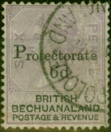 Rare Postage Stamp from Bechuanaland 1888 6d on 6d Lilac & Black SG45 V.F.U