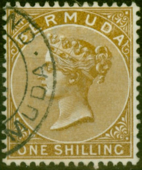 Rare Postage Stamp Bermuda 1883 1s Olive-Brown SG29b V.F.U
