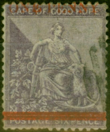 Rare Postage Stamp C.O.G.H 1874 1d on 6d Deep Lilac SG32 Good Used Stamp
