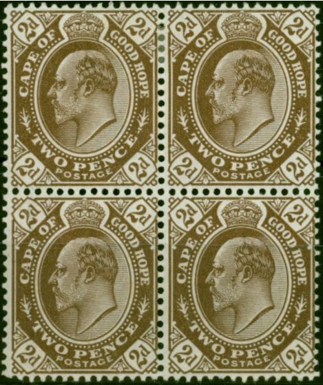 Rare Postage Stamp C.O.G.H 1904 2d Brown SG72 V.F MM & MNH Block of 4