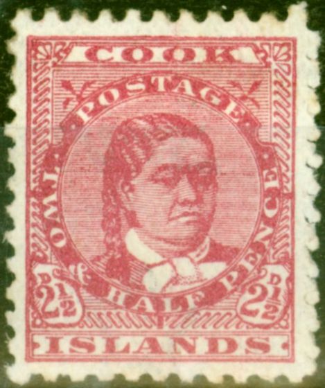 Rare Postage Stamp from Cook Islands 1900 2 1/2d Deep Rose SG16a Good Mtd Mint