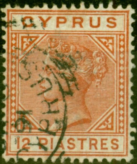 Rare Postage Stamp from Cyprus 1886 12pi Orange-Brown SG22 V.F.U