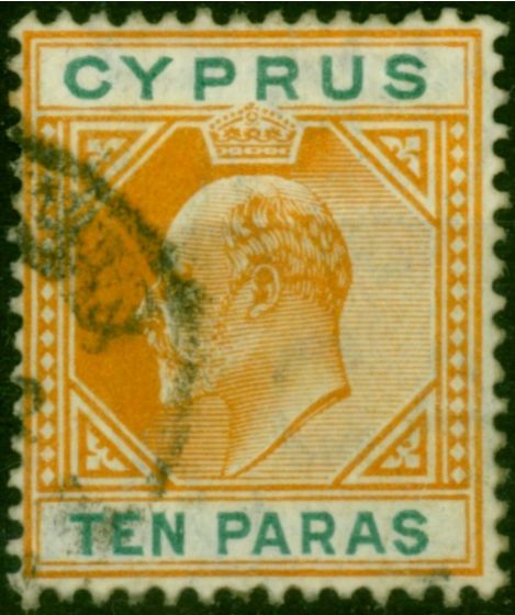Cyprus 1906 10pa Orange-Yellow & Green SG61b Fine Used  King Edward VII (1902-1910) Old Stamps