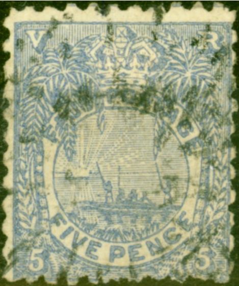 Old Postage Stamp from Fiji 1893 5d Ultramarine SG85 P.11 x 10 Good Used