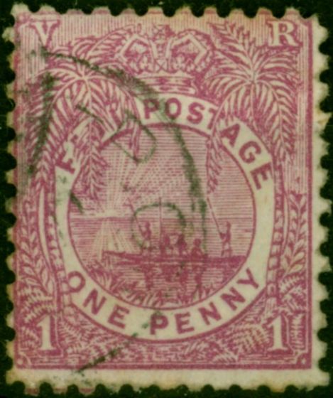 Fiji 1897 1d Rosy Mauve SG103c P.11.75 x 11 Fine Used . Queen Victoria (1840-1901) Used Stamps