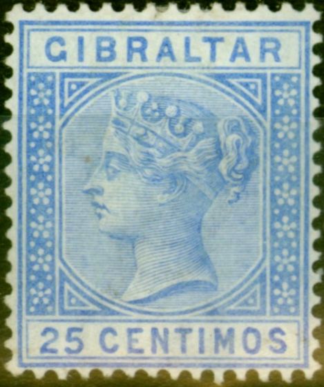 Collectible Postage Stamp from Gibraltar 1889 25c Ultramarine SG26 Fine Lightly Mtd Mint (2)