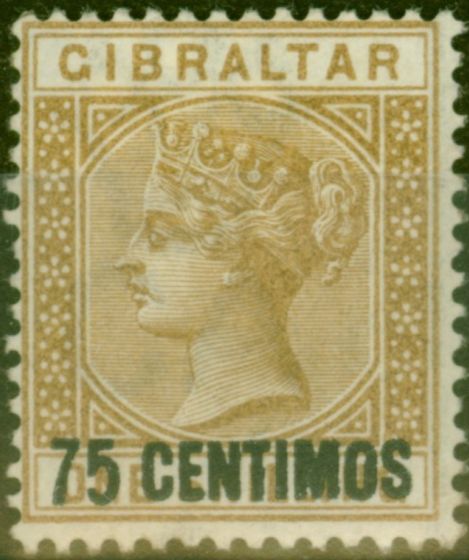 Collectible Postage Stamp from Gibraltar 1889 75c on 1s Bistre SG21 Fine Lightly Mtd Mint