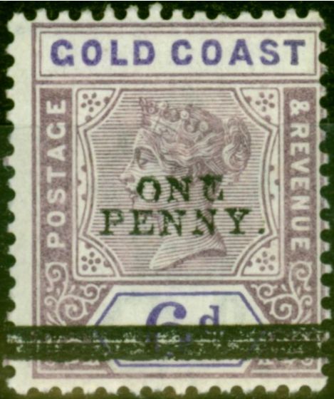 Old Postage Stamp from Gold Coast 1901 1d on 6d Dull Mauve & Violet SG36 Fine Very Lightly Mtd Mint