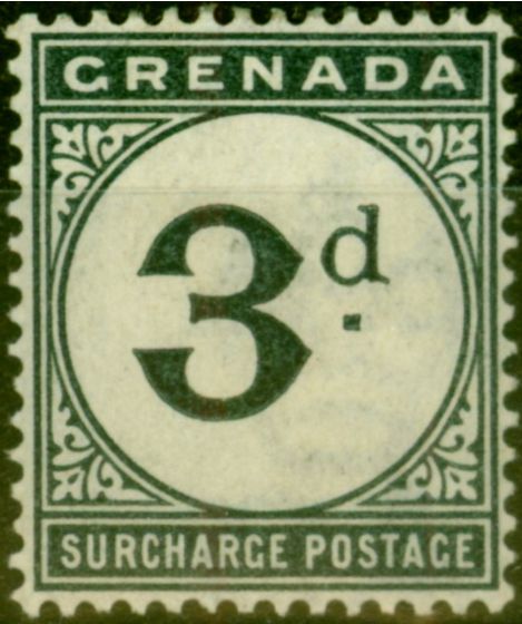 Collectible Postage Stamp from Grenada 1892 3d Blue-Black SGD3 Fine Mtd Mint
