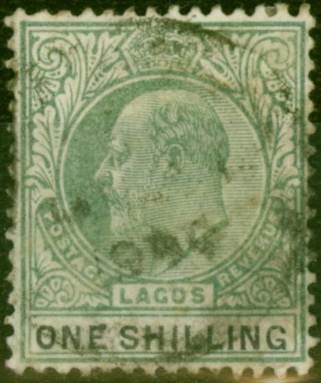 Collectible Postage Stamp Lagos 1904 1s Green & Black SG50 Good Used (2)