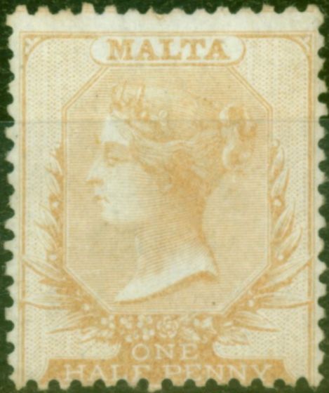 Valuable Postage Stamp from Malta 1863 1/2d Pale Buff SG3a Fine & Fresh Unused