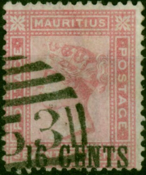 Mauritius 1883 16c on 17c Rose SG112 Type 28 Fine Used . Queen Victoria (1840-1901) Used Stamps
