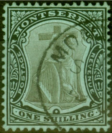 Collectible Postage Stamp Montserrat 1909 1s Black-Green SG44 Fine Used