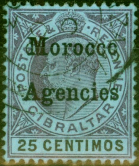 Rare Postage Stamp from Morocco Agencies 1906 25c Purple & Black-Blue SG27 Fine Used