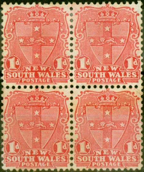 Collectible Postage Stamp N.S.W 1897 1d Carmine SG290a Die II Good MM Block of 4