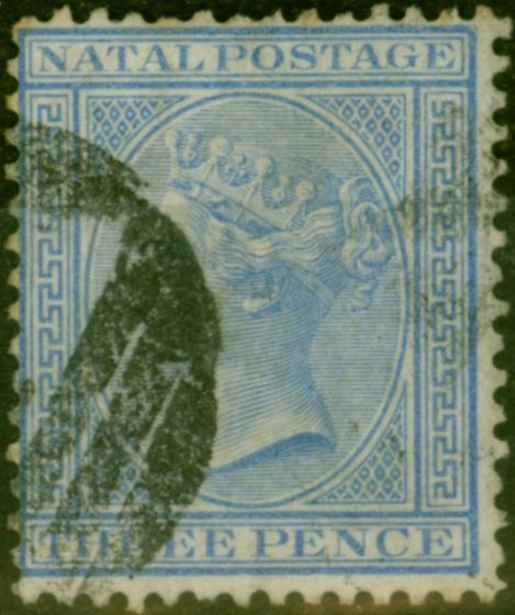 Old Postage Stamp Natal 1874 3d Blue SG68 Good Used