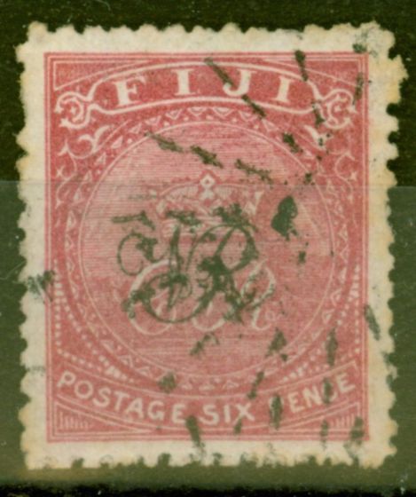 Old Postage Stamp from Fiji 1876 6d Carmine-Rose SG30b Fine Used