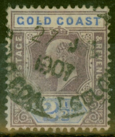 Old Postage Stamp from Gold Coast 1902 2 1/2d Dull Purple & Ultramarine SG52 Good Used