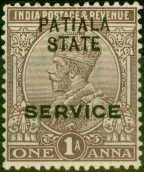 Valuable Postage Stamp from Patiala 1925 1a Chocolate SG038 Fine Very Lightly Mtd Mint