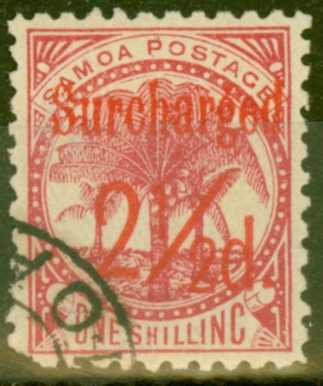 Valuable Postage Stamp from Samoa 1898 2 1/2d on 1s Dull Rose-Carmine SG85 Fine Used