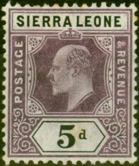 Valuable Postage Stamp Sierra Leone 1905 5d Dull Purple & Black SG93 Fine MM