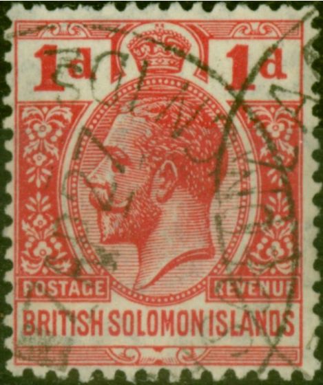 Rare Postage Stamp Solomon Islands 1923 1d Scarlet SG40 Fine Used (2)