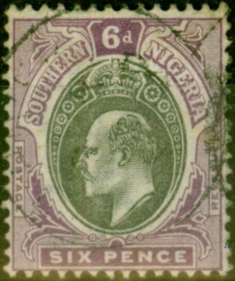 Valuable Postage Stamp from Southern Nigeria 1903 6d Grey-Black & Purple SG15 Fine Used