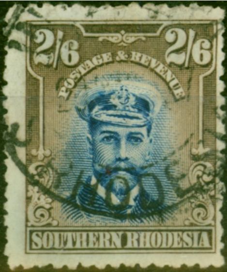 Valuable Postage Stamp Southern Rhodesia 1924 2s6d Blue & Sepia SG13 Good Used