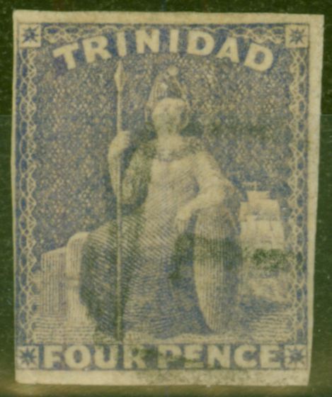 Rare Postage Stamp from Trinidad 1859 4d Grey-Lilac SG25 Good Used (2)