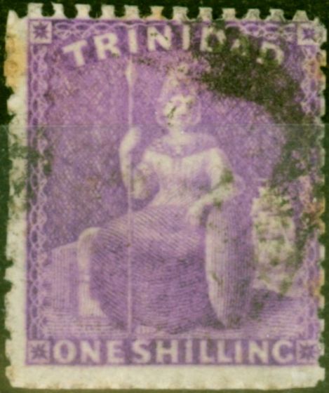 Valuable Postage Stamp from Trinidad 1863 1s Bright Mauve SG67 P.13 Thick Paper Fine Used