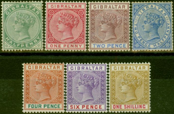 Valuable Postage Stamp Gibraltar 1898 Set of 7 SG39-45 Fine VLMM