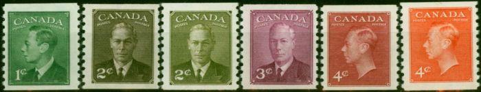 Canada 1950-51 Coil Set of 6 SG419-422a Fine & Fresh LMM . King George VI (1936-1952) Mint Stamps