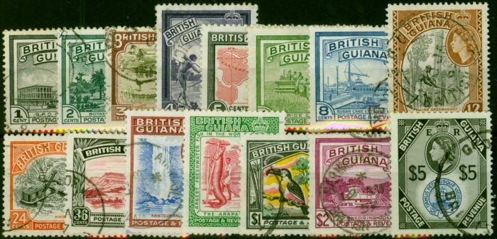 British Guiana 1954 Set of 15 SG331-345 Fine Used Queen Elizabeth II (1952-2022) Valuable Stamps
