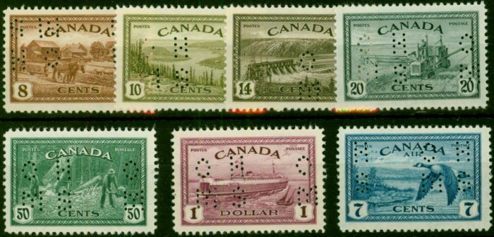 Canada 1946 Punctured OHMS Set of 7 SG0153-0159 V.F VLMM . King George VI (1936-1952) Mint Stamps