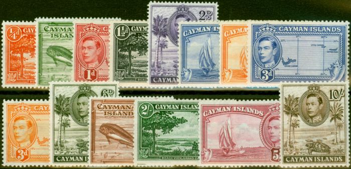 Collectible Postage Stamp Cayman Islands 1938-47 Set of 14 SG115-126a Fine & Fresh LMM