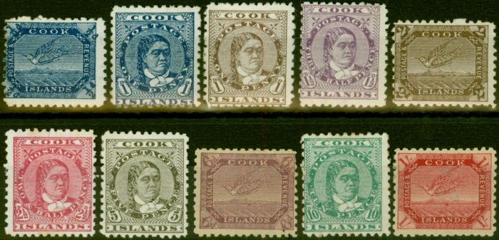 Valuable Postage Stamp from Cook Islands 1896-1900 Set of 10 SG11-20a Fine Mtd Mint