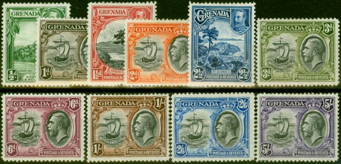 Rare Postage Stamp Grenada 1934 Set of 10 SG135-144 Fine & Fresh MM