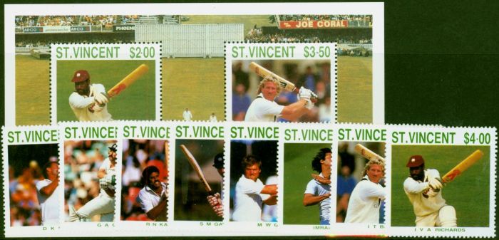 St Vincent 1988 Cricketers Set of 9 SG1144-MS1152 V.F MNH . Queen Elizabeth II (1952-2022) Mint Stamps