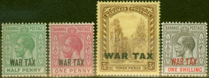 Rare Postage Stamp from Bahamas 1918 War Tax set of 4 SG96-99 Fine Very Lightly Mtd Mint
