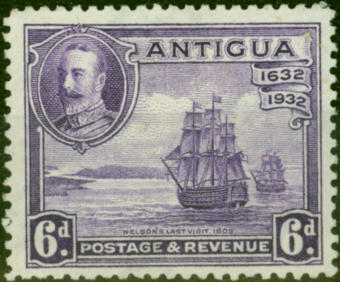 Rare Postage Stamp from Antigua 1932 6d Violet SG87 Fine Mtd Mint