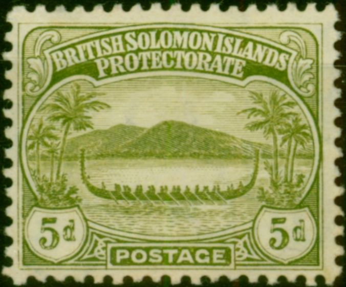 British Solomon Islands 1908 5d Olive SG12 Good LMM King Edward VII (1902-1910) Rare Stamps