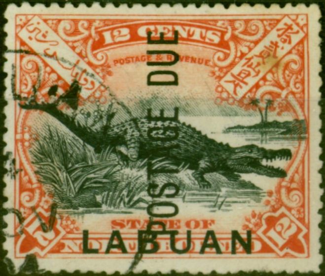 Old Postage Stamp Labuan 1901 12c Black & Vermilion SGD7b P.15 Fine Used