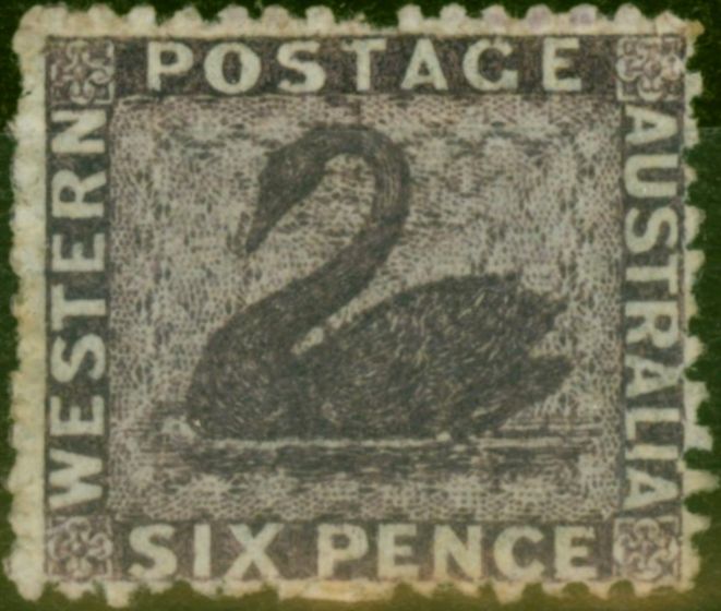 Rare Postage Stamp Western Australia 1864 6d Deep Lilac SG51 Fine & Fresh MM