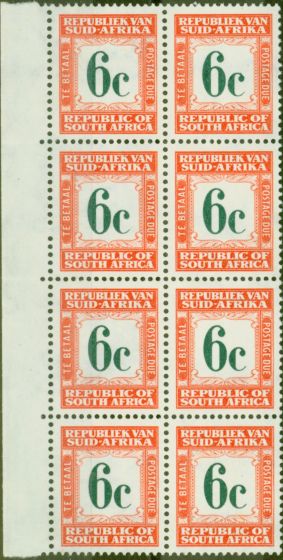 Valuable Postage Stamp from South Africa 1961 6c Dp Green & Red-Orange SGD57 V.F MNH Block of 8